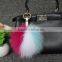 Fox fur pompom real fur ball key ring multi-color fox fur bobble keychain