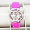 Rhinestone 3D butterfly round table ladies watches