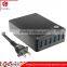 USB 6 Ports Multiple 12A 60W Desktop Charger with 2 pin 1.2M AC Cable