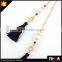 Fashion Natural Stone Pendant 2 Rope Tassel Necklace Flowers Design Gold Chain Pendant Necklace