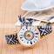 Women Geneva National Braid Bracelet Round Dial Wrist Analog Quartz Chain Watch