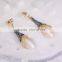Latest Earring Design, Pave Crystal Zircon Cat Eye Gem Stone Brass Fancy Gold Stud Earring