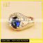 Jingli jewelry Blue Gemstone Gold Plated Wedding Ring (YJ-823)