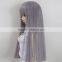 new arrival long silky straight smoke purple doll wig with full bangs