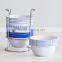 4pcs stackable ceramic bowl with iron rack & decal printing,cups