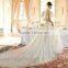 white champagne lace strapless ball gown cathedral/ royal train wedding dresses