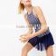 MGOO Fashion Stripe Printing Dri Fit Tennis Dress Women Round Neck Sleeveless Sport Suit