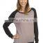 Factory Direct Wholesale Women's Cotton Poly Contrast Raglan Long Sleeve Pullover