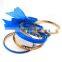 6ps/set Fashion Bohemian Delicate Rhinestone Ribbon Woven Women's Metal Bangle