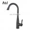 Commercial wall mount flexible tube black pull out kitchen faucet
