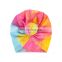 2019 Hot Sale Tie Dyed Baby Girl Winter Hat Daily Wear Bow Knitted Beanie Hat Factory Direct Sell