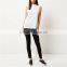 White slim and fit holey sleeveless elegant high neck ladies top