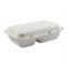 China wholesale Bagasse Clamshell Lunch Box 2 Compartment 9x6 inch White Lunch Box
