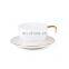 Luxury White Glazed modern ceramic wholesale gold mug porcelain fine bone china coffee tea cups and saucers Set