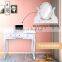 Makeup Dressing Table and Cushioned Stool Set with 5 Large Drawers for Women Girls