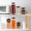 Clear Glass Kitchen Organizer Pantry Fridge Organizer Plastic Food Jars Set Bottles With Lid Air Tight Food Storage Containers