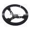 330mm Suede Deep Corn Steering Wheel with horn button +White Stitching