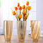 Gold Vertical Glass Vase Home Decoration Desktop Flower Container For Christmas Party