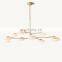 Modern Long Hanging Lamp Glass Dining Table Light Fixture Linear LED Chandelier for Office Kitchen Island Bar Lighting