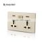 British style metal panel double gang 13a electric sockets