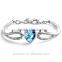 Hot Selling Heart Shaped Silver Plated Austrian Crystal Bracelet & Bangle Wholesale