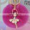 Cell Phone Car Handbag Charm Lady Fur Ball Keychain/