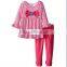 red color striped 2 piece set girls fancy clothes