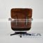 Replica Charles Lounge Chair and Ottoman Rosewood Veneer Black Leather
