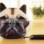 lovely 3D solid animal meow star cat husky dog panda owl face plush small money change handbag wallet with tail