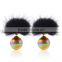 2016 fashion high quality fur women earings set round acrylic beads double earings jewelry factory price