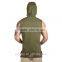 customized Sleeveless Zip Hoodie black printing gym muscle bodybuilding sport mens hoodies