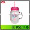 20oz plastic double wall promotional mason jar tumbler with straw