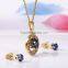 Newest model blue crystal artificial diamonds charm jewelry set for engagement