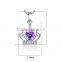 Purple heart shape crystal rhinestone crown pendant necklace-Bridesmaid / Flowergirl gift