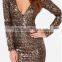 Fashion dress Black Lips Print Open Back Slim Dress