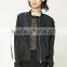 Wholesale Price Boutique Girl Clothing Woven Contrast Sleeve Zipper Front Basic Collar Stripe Lady Fashion Soccer Bomber Jacket