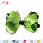 Latest design green handmade ribbon grossgrain hair bows for women