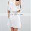 Fashion Women Lace Insert Shift Dress Cold Shoulder A-line Mini Dress Female Vestidos