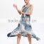 Wash painting goffer sleeveless women summer maxi dress
