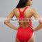 2017 Hot Sale Women Red Sportwear Swimsuit Printing Brands Logo Medalist One Piece Bodysuit Swimwear With Hole Back