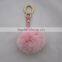 Myfur Wholesale Cute Baby Pink Small Rabbit Fur Pompom Keychain For Bag Charm