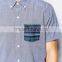 2015 Breathable cotton cool cotton Shirt with Contrast Pocket Short Sleeves Embroidered men short sleeve shirts
