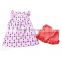Knit cotton arrows pattern flutter pink dress and smocked baby pants set M6050513