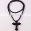 Fashion Wooden Beads Cross Necklace Men Women Ladies