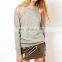CHEFON Cut Out Shoulder Women Long Sleeve Crew Sweatshirt CAH0053