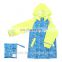 2017 New design raincoat for kids fashionable PVC plastic rain coat