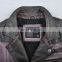 2015 lastest fashion handsome leather sleeves denim jacket for men