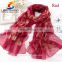 New foulard women spiral pashmina Embroidered Lace Scarf Long Soft polyester Wrap Shawl bufandas W4028