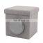 RTS folding ottoman box chair stool with pocket fabric space saving foot stool for clothes toys sundries