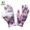 4SAFETY Flower Design Nylon Pu Coated Agriculture Lady Garden Gloves